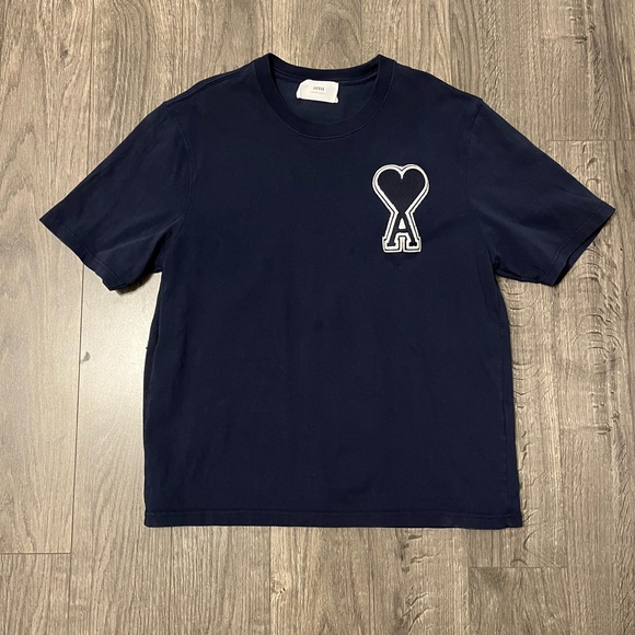 Ami Other - Ami Navy Short-Sleeve T-Shirt with Heart 'A' Logo